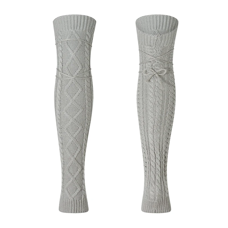 Женские гетры из плотной вязки, Уютные и стильные зимние носки до бедра с эластичной завязкой 5