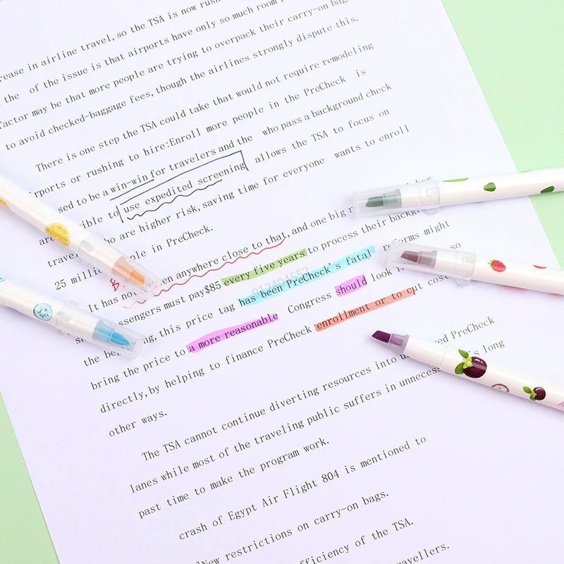 Haile 5 шт. Кавайные фруктовые ручки-хайлайтер, цветные маркеры для манги, Набор школьных принадлежностей для рисования, канцелярские принадлежности 3