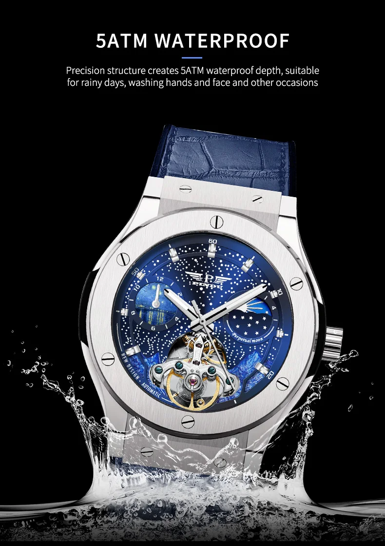 Мужские часы PINDU Design, лучший бренд класса Люкс, Модные Деловые автоматические часы, мужские водонепроницаемые механические часы Montre Homme 5
