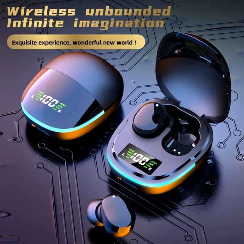 TWS Беспроводные Bluetooth Наушники Гарнитура Наушники со светодиодным дисплеем Fone Bluetooth 5.1 Шумоподавление Спортивные игровые наушники с микрофоном 0
