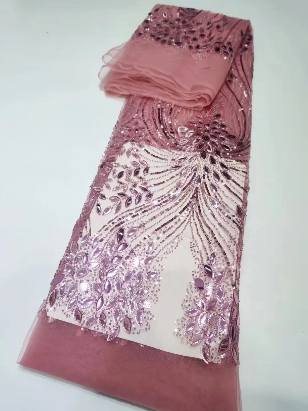 Роскошная Африканская Кружевная ткань с 3D цветочным бисером 2023, Новая Свадебная Кружевная ткань, Французская сетка с вышивкой пайетками, Тюлевое кружево для вечернего платья 3