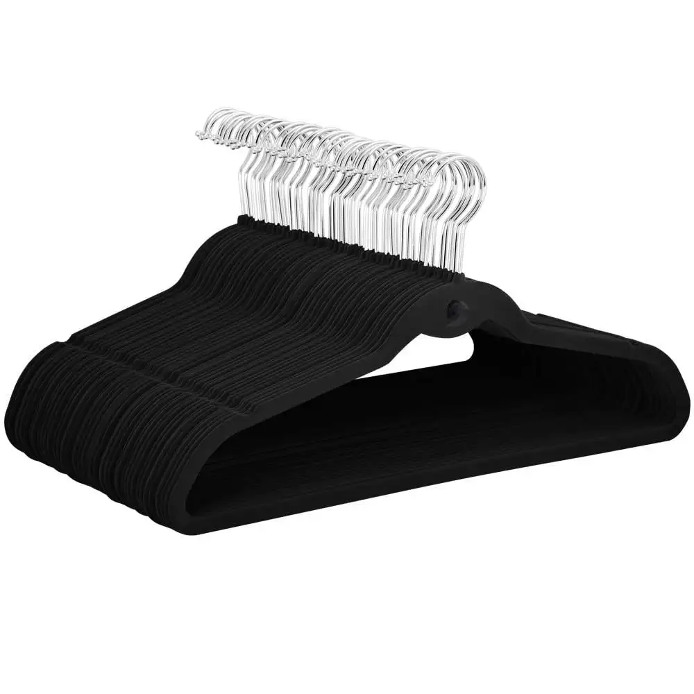 Нескользящие бархатные вешалки для одежды Easyfashion, 100 шт., черный 4