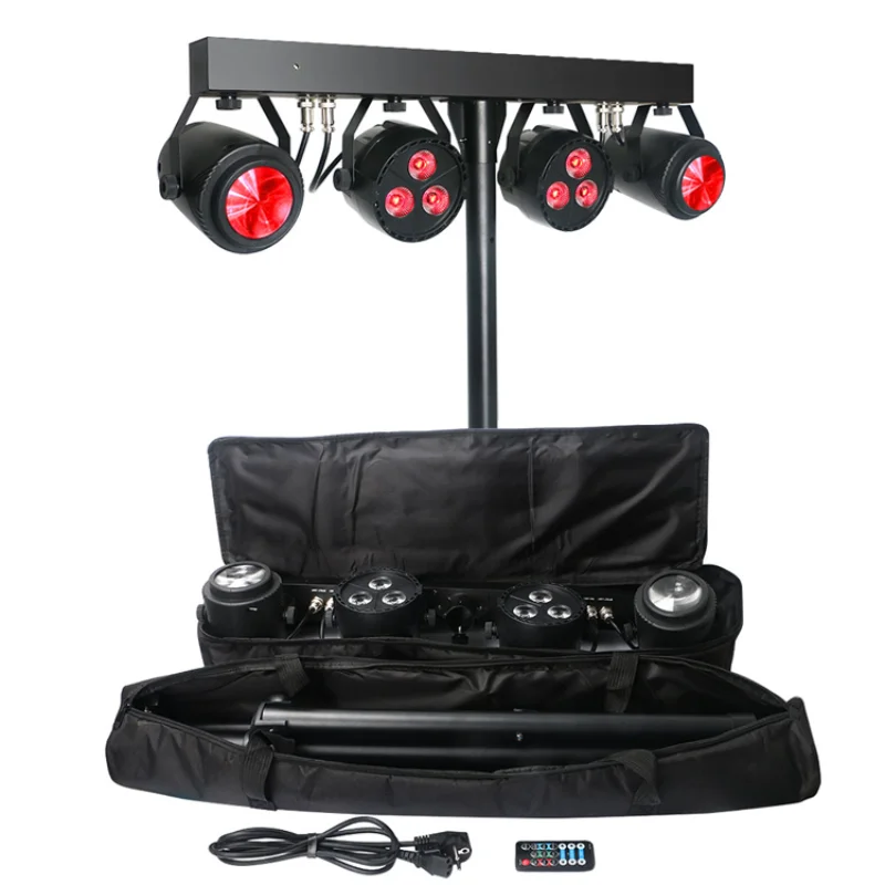 DJ Осветительное оборудование 6x4 Вт RGB UV 4в1 с номинальной мощностью и эффектом Лунного цветка, комплект с Т-образным штативом и сумкой для переноски 0
