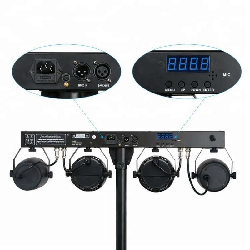 DJ Осветительное оборудование 6x4 Вт RGB UV 4в1 с номинальной мощностью и эффектом Лунного цветка, комплект с Т-образным штативом и сумкой для переноски 3
