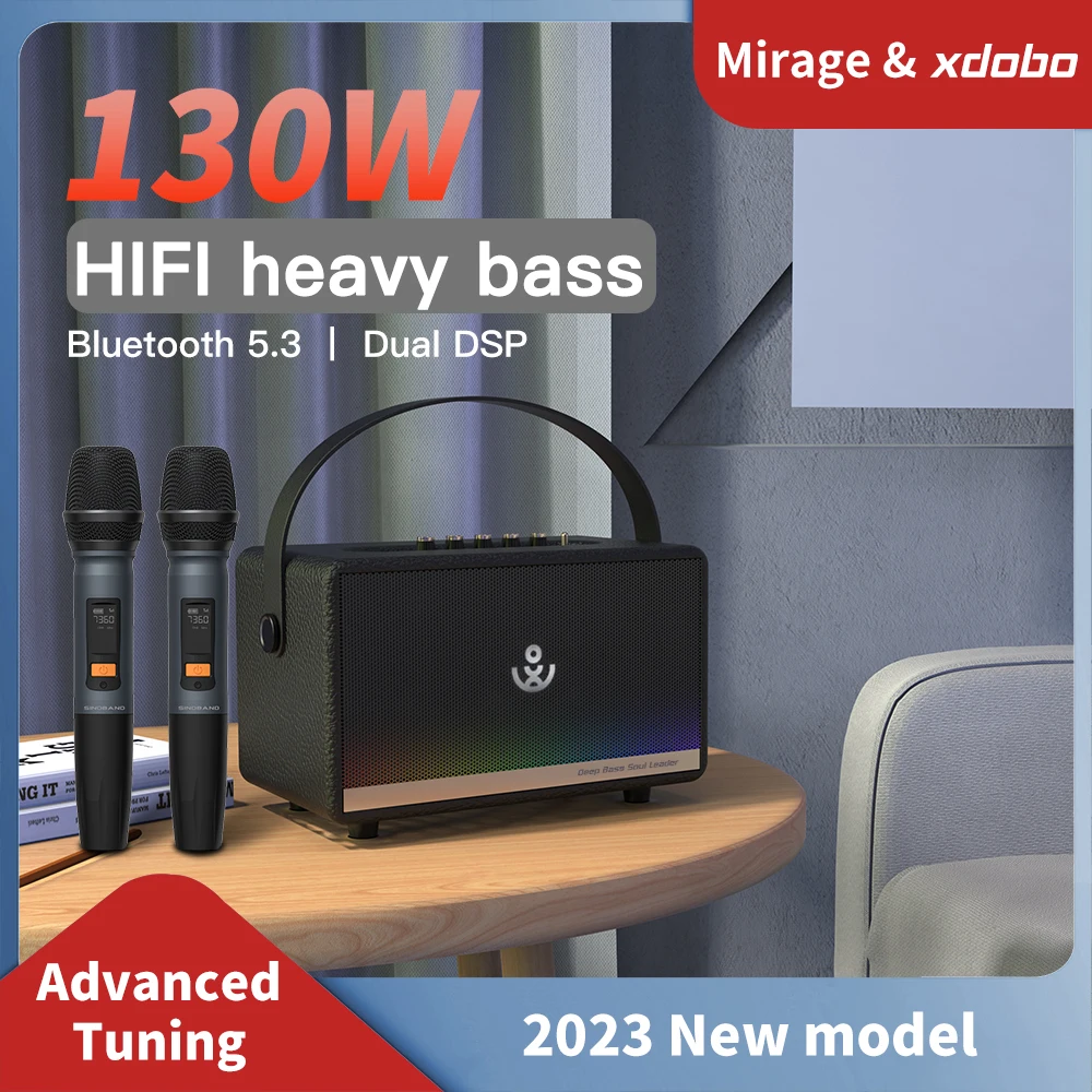 Беспроводные колонки XDOBO Mirage с караоке-Микрофоном Поддерживают Воспроизведение инструментов Диаметром 6,5 мм, Превосходный стереозвук мощностью 130 Вт, Bluetooth 5.3 5