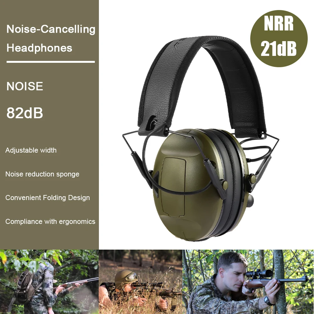 NRR21dB, тактические Охотничьи Электронные наушники для стрельбы, Гарнитура с защитой от шума, звукоусиление, Защита слуха, наушники 0