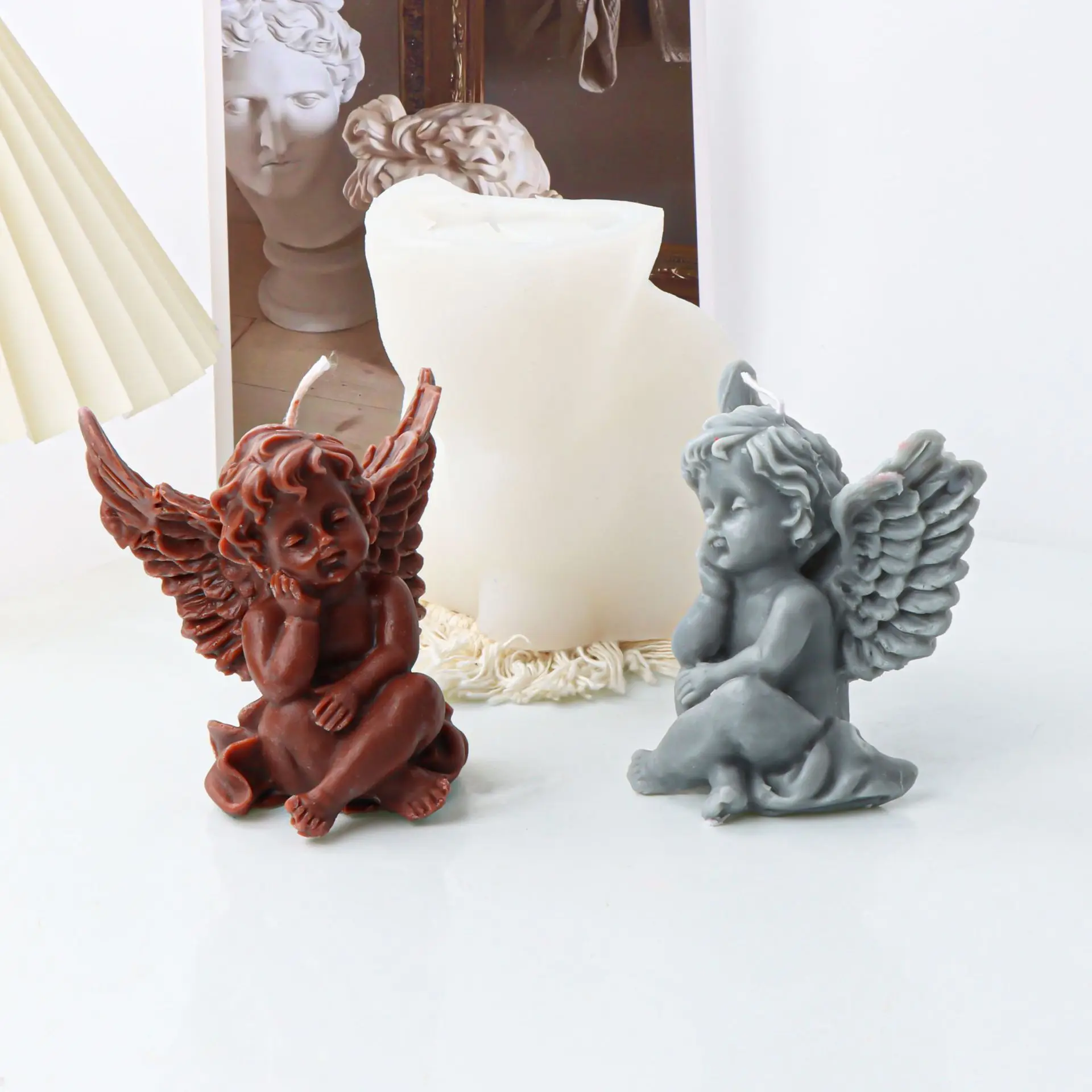 Силиконовая форма Big Angel Baby Candle для украшения шоколада ручной работы, Гипсовое мыло для ароматерапии, свеча из смолы, силиконовая форма 3