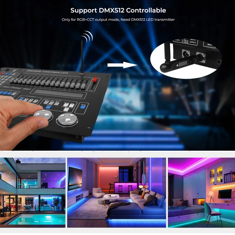 5 В 1 Контроллер светодиодной ленты Zigbee 3,0 Поддерживает Музыкальный ритм и дистанционное управление 2,4 ГГц Tuya WiFi APP Max 15A DC12V 24V 48V Диммер 5