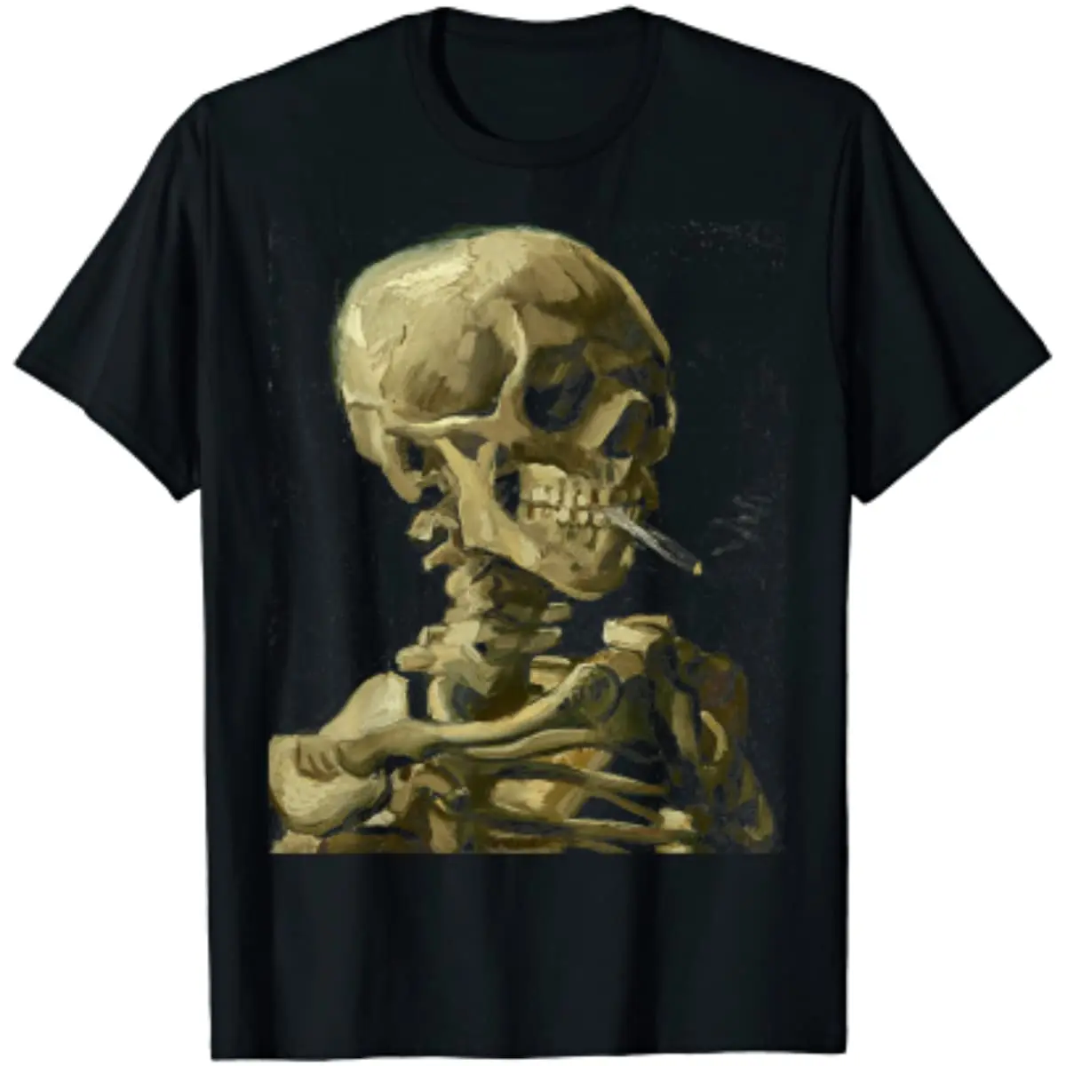 Футболка с изображением черепа Ван Гога и сигаретного скелета для борьбы с курением, повседневные хлопковые футболки Four Seasons для мужчин, футболки в стиле харадзюку 0