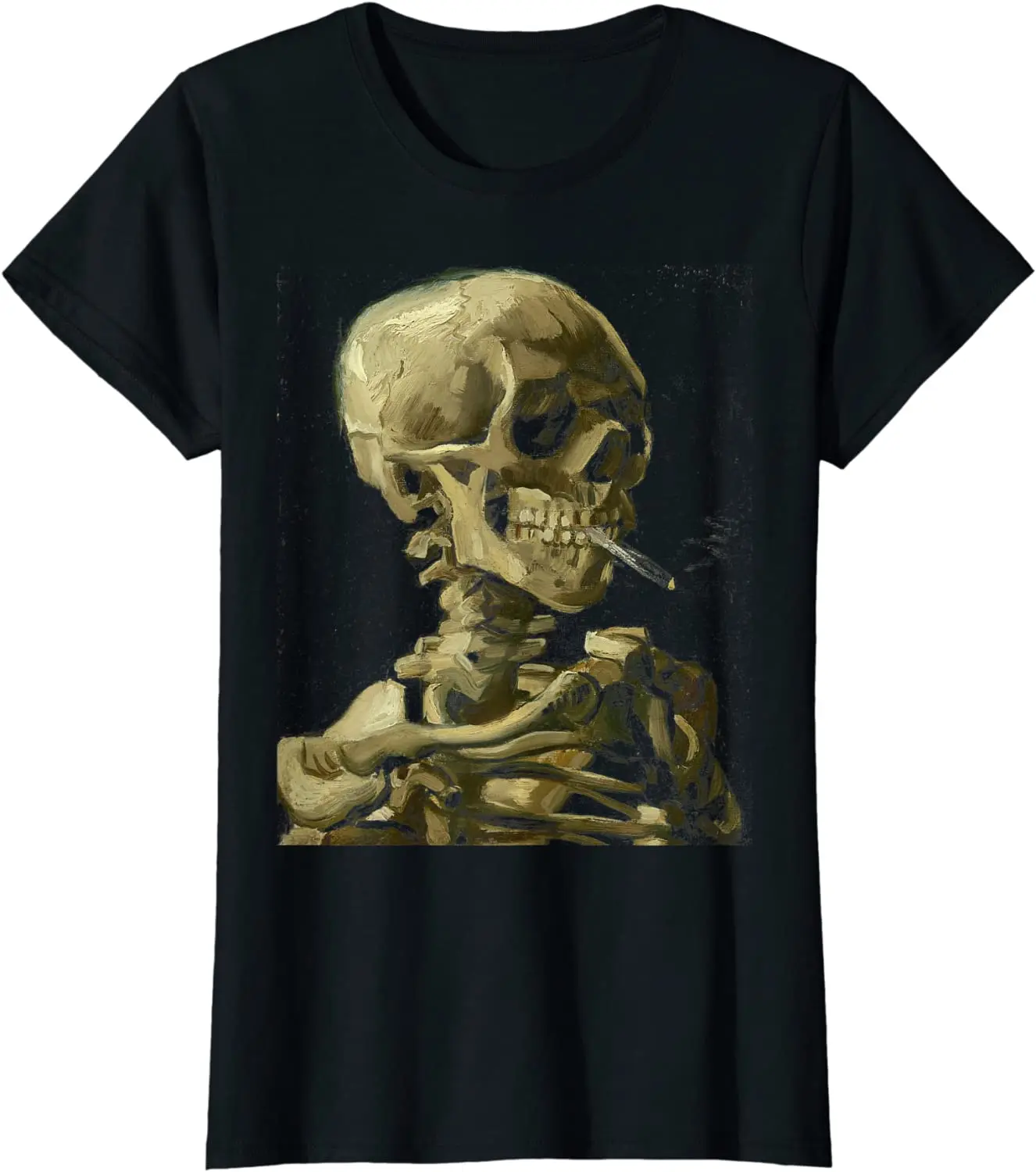 Футболка с изображением черепа Ван Гога и сигаретного скелета для борьбы с курением, повседневные хлопковые футболки Four Seasons для мужчин, футболки в стиле харадзюку 1
