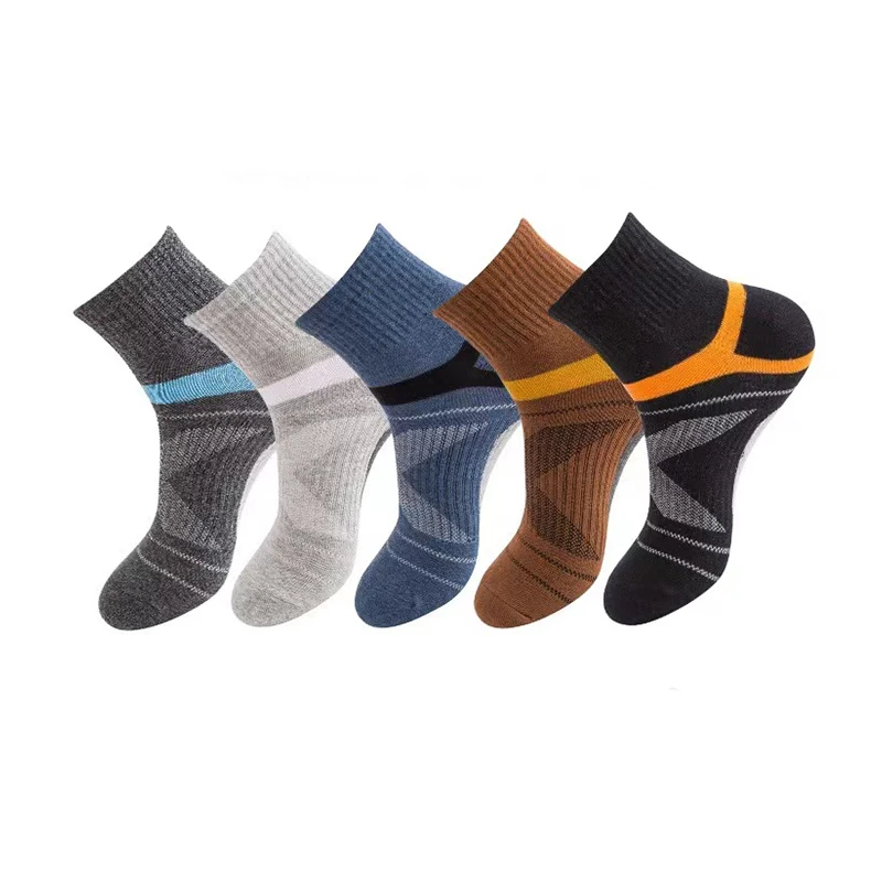 Новые 5 пар брендовых мужских хлопчатобумажных носков, Новый стиль, черные деловые мужские носки, Мягкие дышащие спортивные носки, нескользящие повседневные носки Sokken 3