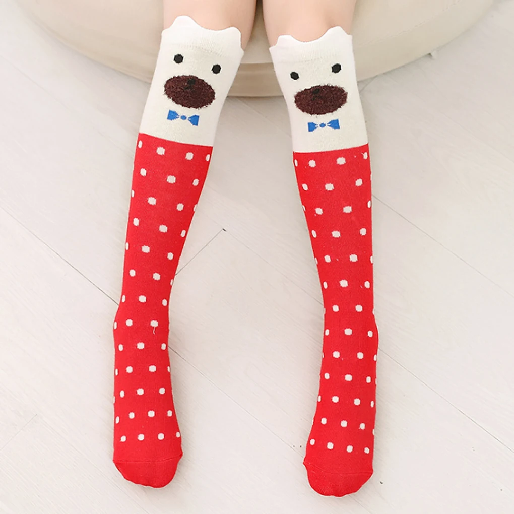 Милые мультяшные носки для детей 7-12 лет, Хлопковые носки для девочек с кошачьими животными, носки до колена, Длинные носки до бедра 2