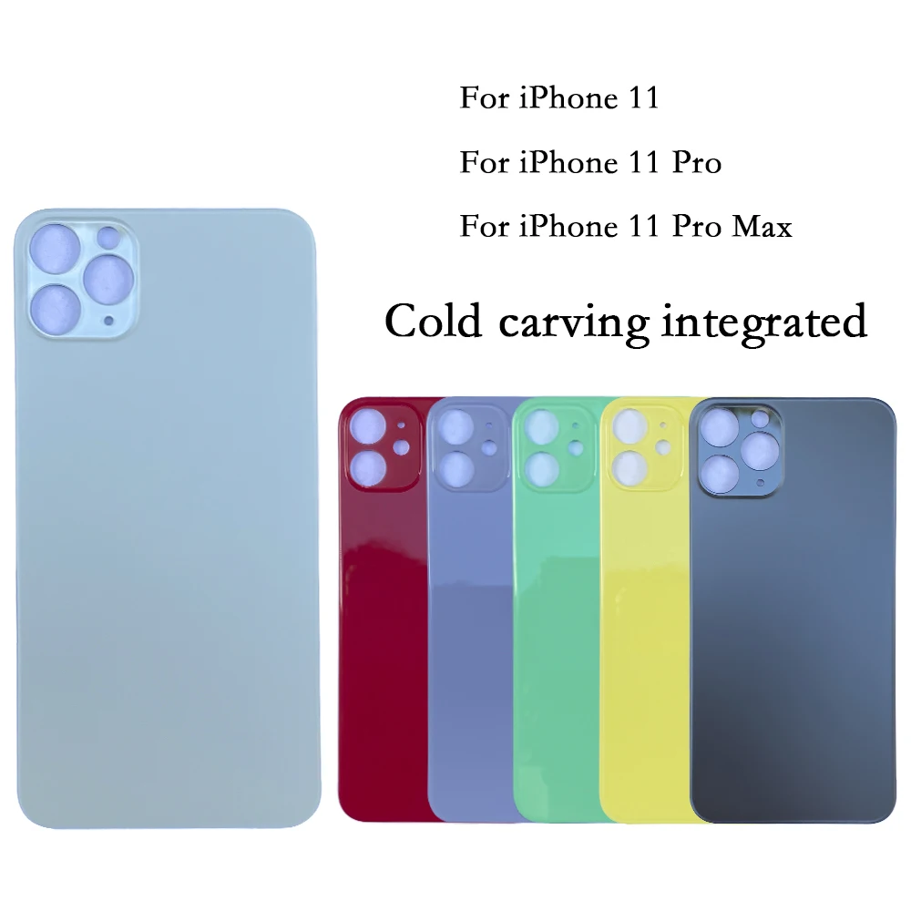 5 шт. для iPhone 11 Pro Max, задняя стеклянная крышка батарейного отсека с клейкой лентой, задний корпус, отверстие для сканера, встроенная холодная резьба 0