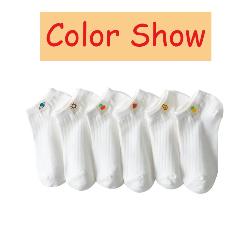 5 Пар Летних Белых женских носков Kawaii, Корейская версия, Спортивные носки с мелким вырезом, Мультяшные носки Four Seasons, Милые короткие носки-трубочки 1