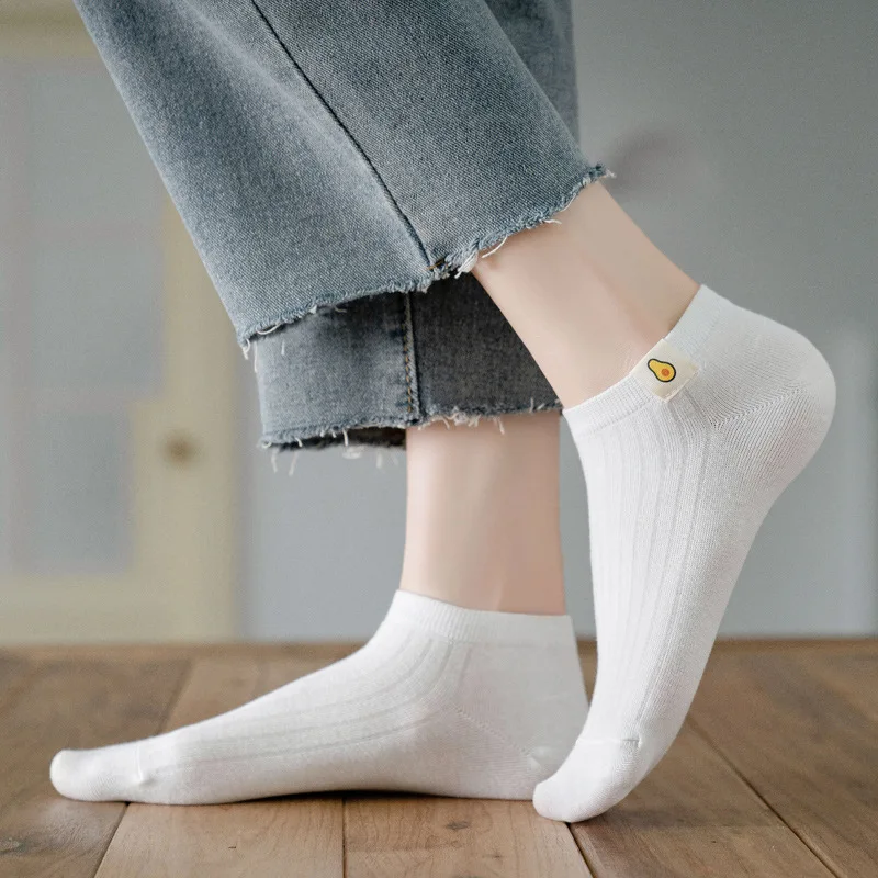 5 Пар Летних Белых женских носков Kawaii, Корейская версия, Спортивные носки с мелким вырезом, Мультяшные носки Four Seasons, Милые короткие носки-трубочки 5