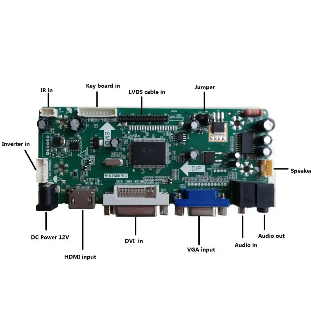 Комплект для B101AW06 40pin LCD LED M.NT68676 1024x600 Плата контроллера дисплея Панель управления экраном HDMI + DVI + VGA 10,1 