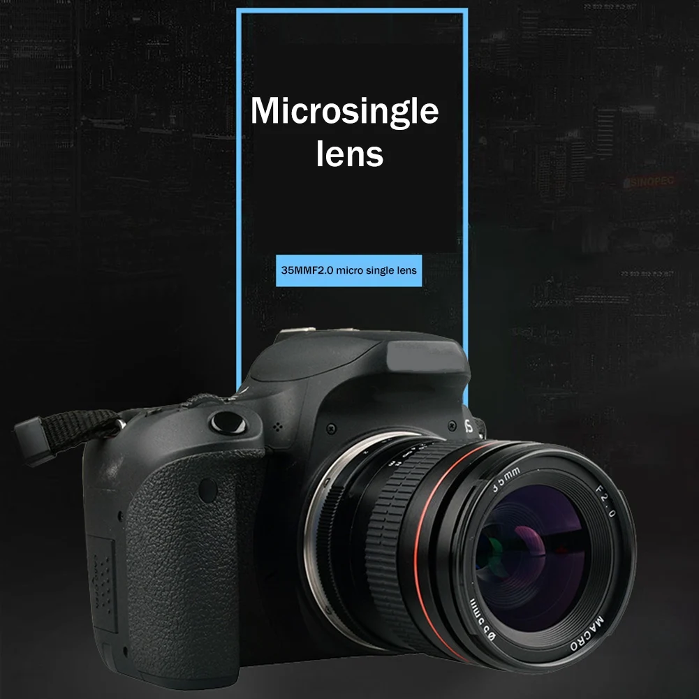 Полнокадровый ручной объектив с фиксированным фокусным расстоянием 35 мм F2.0 Широкоугольный объектив с ручным фиксированным фокусным расстоянием Подходит для беззеркальной зеркальной камеры Canon 3
