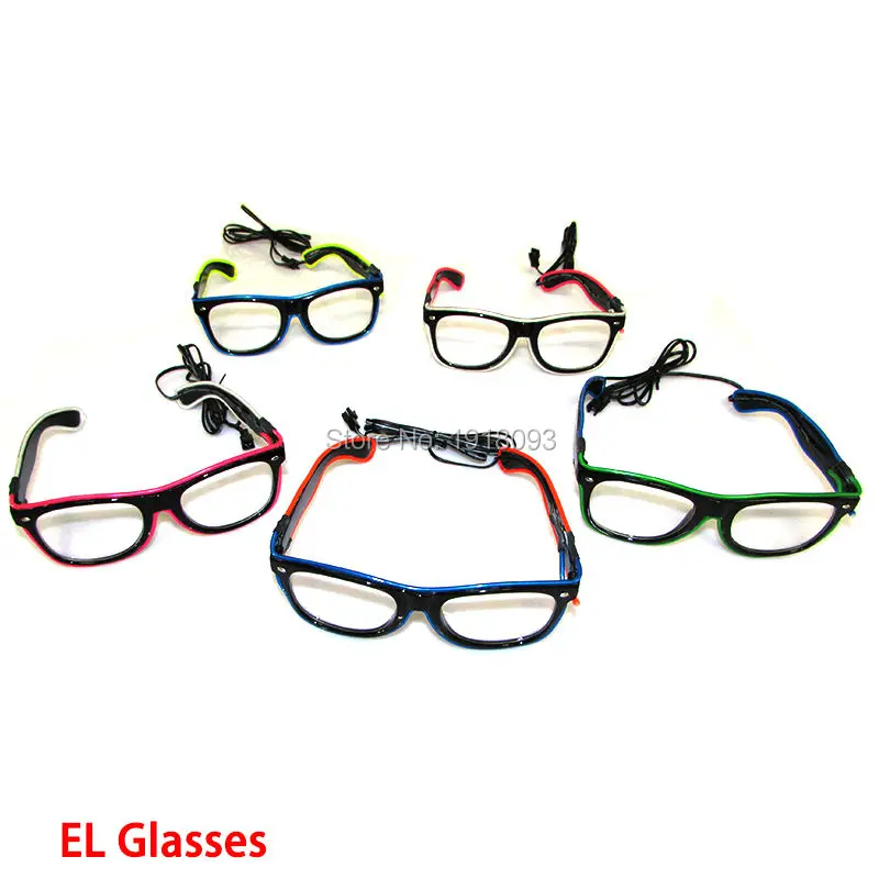 Новейшая мода, 5 стилей, двухцветная Гибкая Новинка, Освещение, EL wire, светодиодные неоновые очки для вечеринок 3