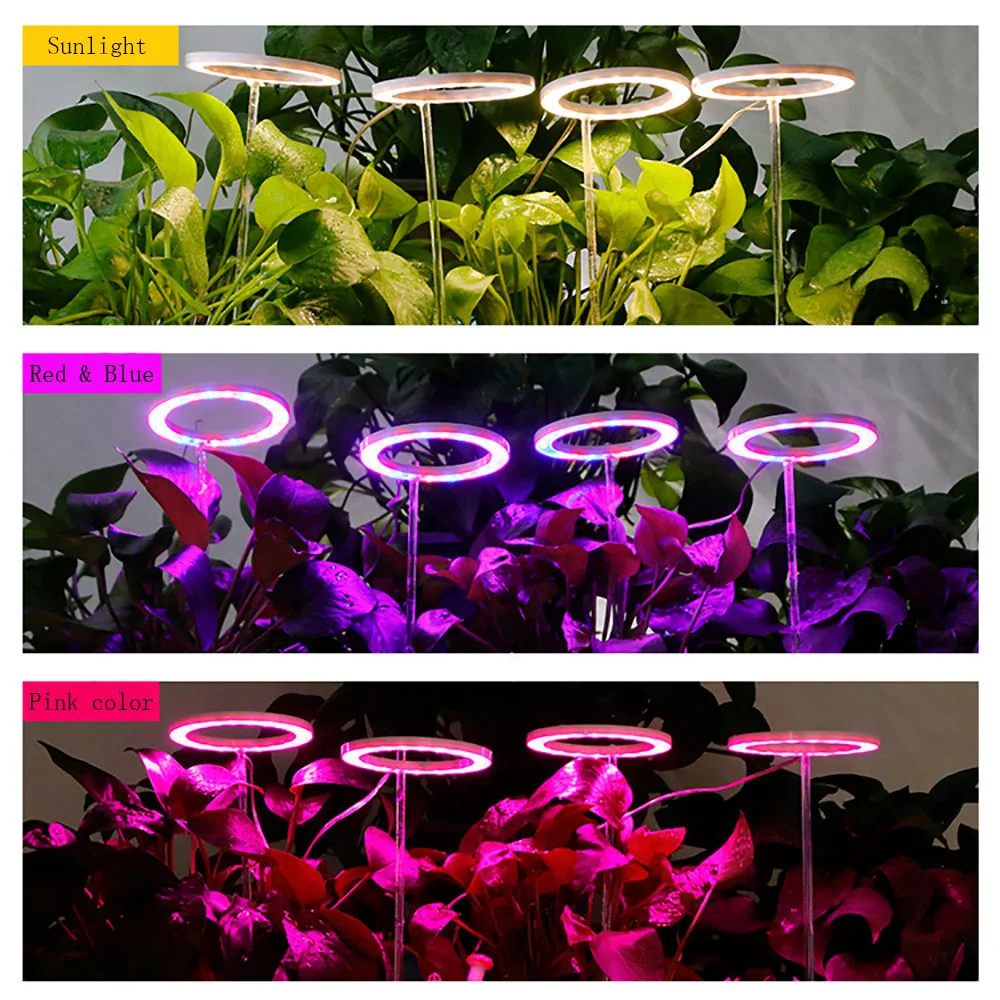 USB Лампы для Выращивания Angel Ring Growth Light Фитолампа Для Растений Светодиодная Лампа Полного спектра Для Рассады Комнатных растений 5