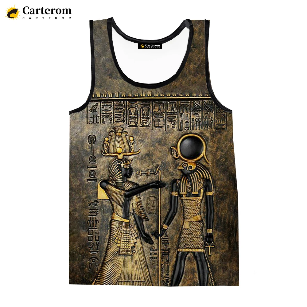 Древнеегипетский Египетский Бог Фараон Топы на бретелях Мужская одежда Harajuku Уличная одежда Негабаритные топы Рубашки без рукавов Ropa Hombre 0