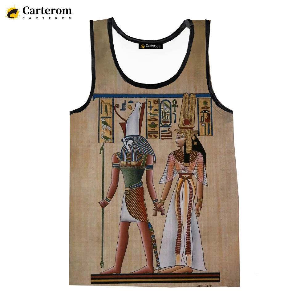 Древнеегипетский Египетский Бог Фараон Топы на бретелях Мужская одежда Harajuku Уличная одежда Негабаритные топы Рубашки без рукавов Ropa Hombre 1