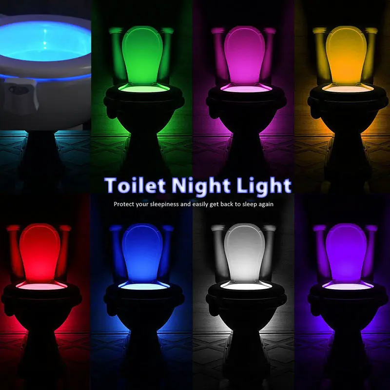 8 Цветов PIR Датчик движения, Подсветка для туалета, Светодиодная Ночная лампа для туалета, Освещение унитаза для ванной, Ночник для туалета 1