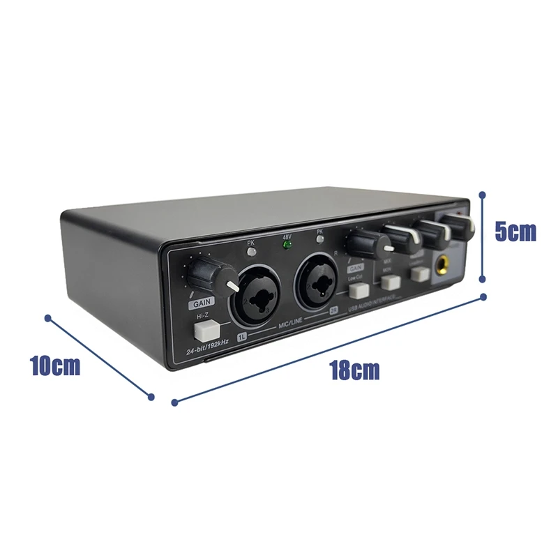 1 Шт. Звуковая карта Студийная Запись USB Аудиоинтерфейс Звуковое оборудование 48 В Phantom Для записи Черный 5