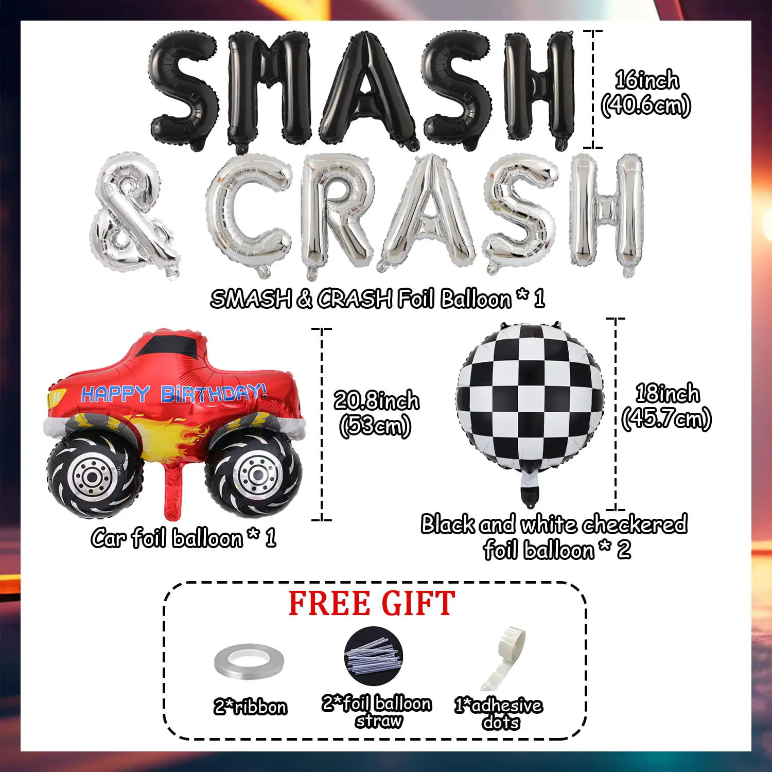 Украшения для дня рождения гоночных автомобилей, воздушные шары с надписями SMASH & CRASH и винтажные воздушные шары из фольги в шахматном порядке для мальчиков 1