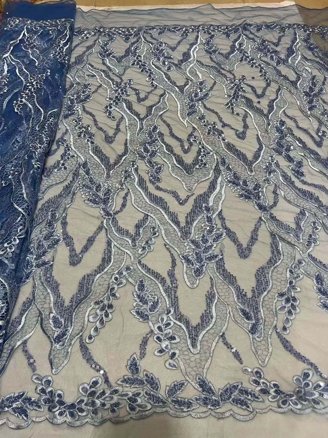 Африканская Кружевная Ткань С Вышивкой Пайетками, Новая Высококачественная Нигерийская Французская Тюлевая Кружевная Ткань Для Свадебной вечеринки 130*460 5