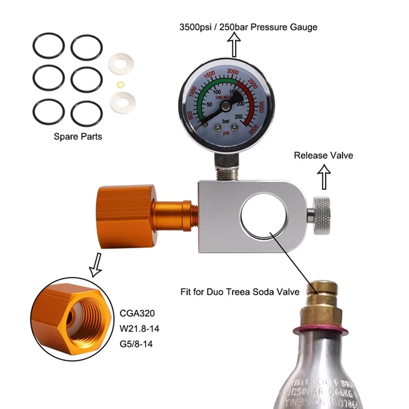 Адаптер для заправки CO2 для CGA320 CO2 Бак для заправки газировки Быстрый адаптер для машины для приготовления газировки DUO/TERRA/ART 5
