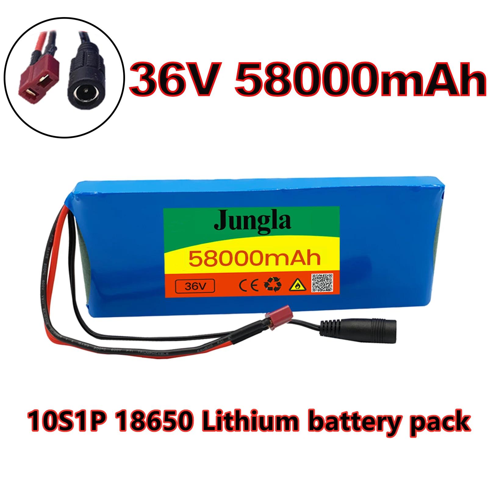 Batterie Lithium-Ion 10S1P 36V 58ah  pour vélo, voiture, Scooter électrique, avec BMS 20a, 18650 1