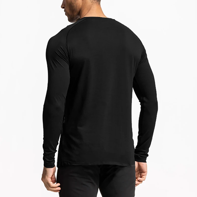 Мужская футболка для Бега, Спортивная одежда для Бодибилдинга, Быстросохнущие Компрессионные топы с длинными рукавами, Мужская облегающая футболка для Фитнеса 2