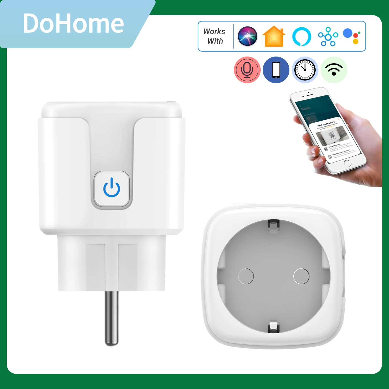 Smart Plug Mini 16A, Умная розетка WiFi, Работает с Apple HomeKit, Alexa, Google Home SmartThings, Дистанционное управление с функцией таймера 0