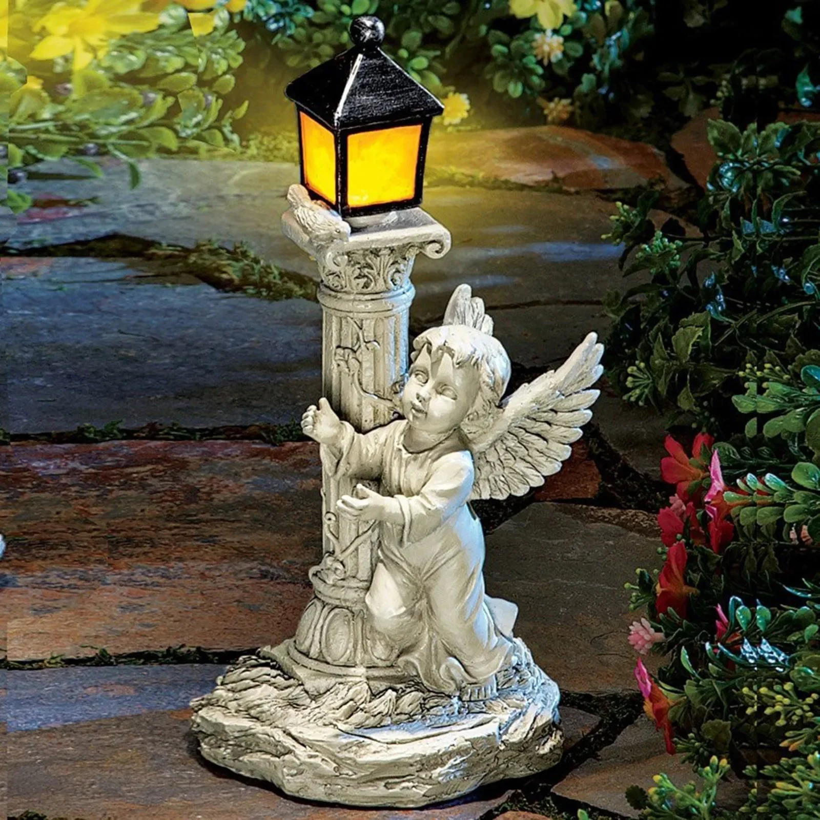 Статуя Ангела на Столбе, украшение сада, Скульптуры на открытом воздухе, Лампа Солнечной энергии, Статуи, Одежда и мебель 5