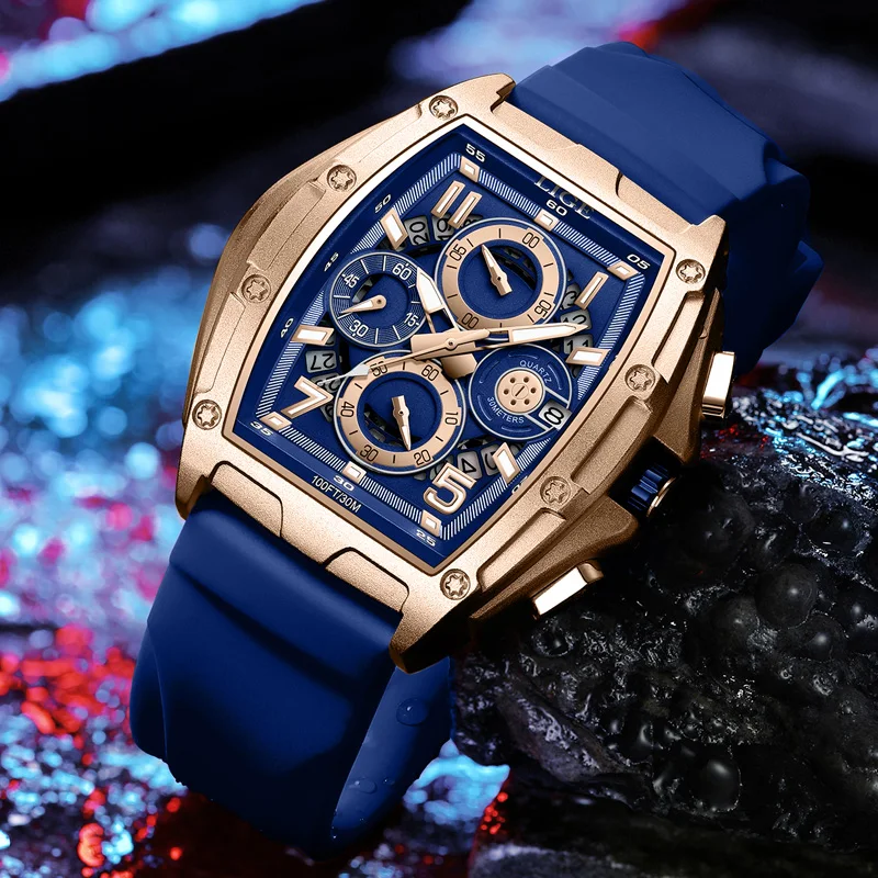 Мужские часы LIGE, лидирующий бренд, роскошные часы, мужской хронограф, 3 бара, Водонепроницаемые, светящиеся, кварцевые наручные часы из нержавеющей стали для мужчин 3