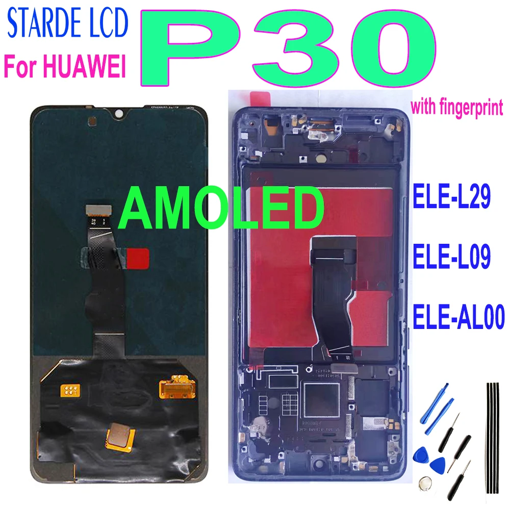 SUPER Amoled Для HUAWEI P30 ЖК-дисплей с Сенсорным экраном Дигитайзер Запасные Части Для Huawei P30 ELE-L29 ELE-L09 ELE-AL00 Экран 0