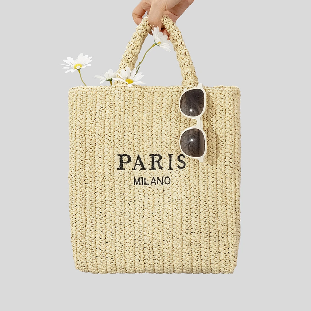 Роскошная Дизайнерская сумка, Летняя Пляжная сумка для покупок Через плечо, Повседневная сумка-тоут Большой емкости, фирменная сумка из рафии с надписью 0