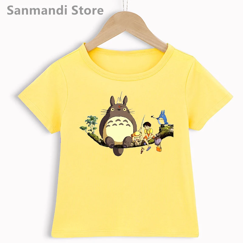 лидер продаж 2021 года, забавная детская одежда Totoro Studio Ghibli, футболка с принтом аниме для девочек/мальчиков, футболка в стиле харадзюку, забавная футболка с Хаяо Миядзаки 2