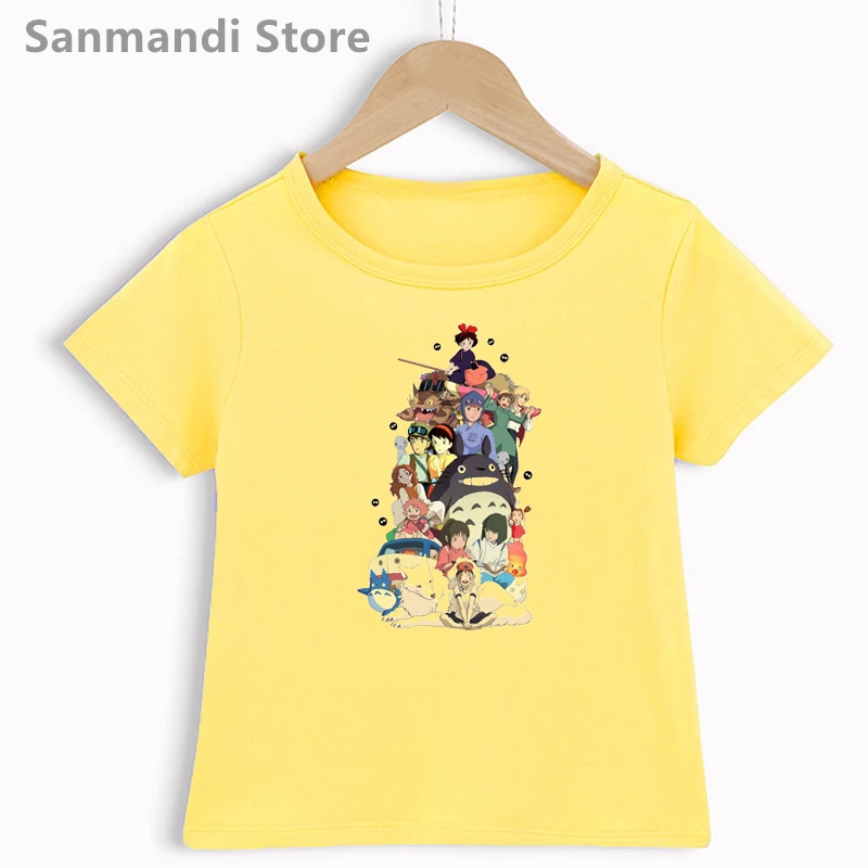 лидер продаж 2021 года, забавная детская одежда Totoro Studio Ghibli, футболка с принтом аниме для девочек/мальчиков, футболка в стиле харадзюку, забавная футболка с Хаяо Миядзаки 3