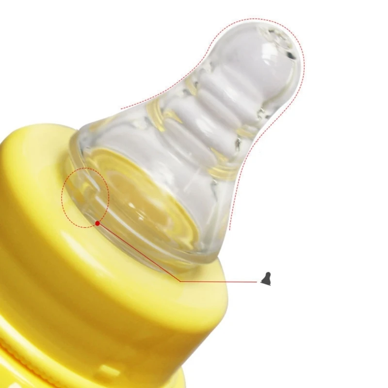 Обновленная силиконовая бутылочка для кормления 250 мл с 2 ручками, бутылочка для кормления с мультяшным рисунком, подходит для новорожденных 5