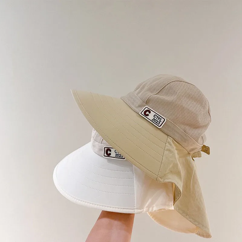 Детская Солнцезащитная шляпа с большими полями, защита от ультрафиолета, Летние Детские Солнцезащитные Кепки, Быстросохнущая Дышащая Детская Рыбацкая шляпа, Пляжные Кепки для мальчиков и девочек 0