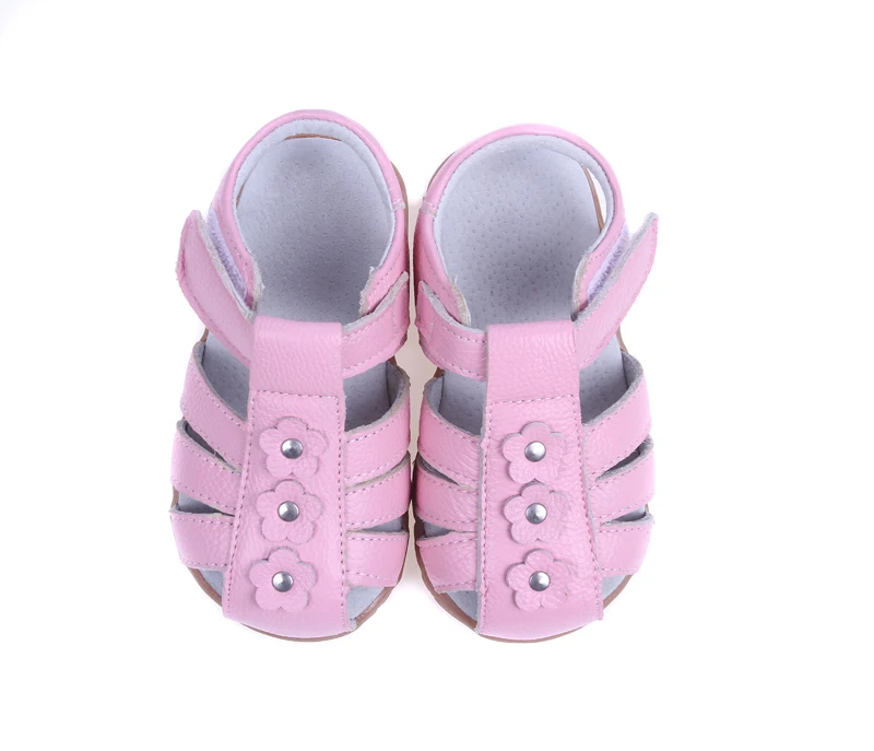 сандалии для девочек из натуральной кожи для малышей красного, розового, белого цвета с закрытым носком, летние цветы, модные, прочные, качественные сандалии SandQ baby 2