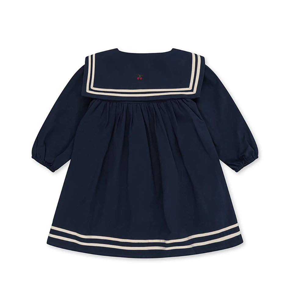 2023 KS, Темно-синяя одежда для маленьких мальчиков и девочек, Детское платье в стиле колледжа, Детский День Рождения, Матросский костюм с длинным рукавом, Комплект одежды для новорожденных 1