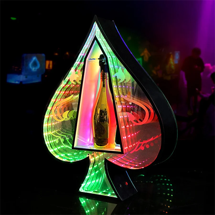 3D Бесконечный зеркальный туннель, Светодиодная подставка для бутылок, Акриловый Глорификатор для шампанского, Вина, Глорификатор для бутылок со светодиодной подсветкой 0