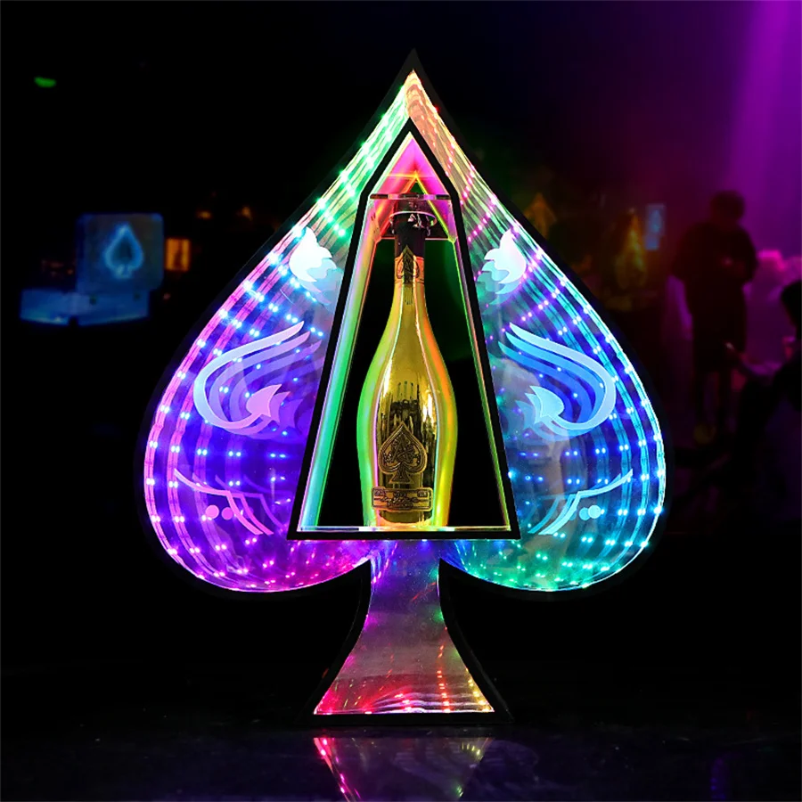 3D Бесконечный зеркальный туннель, Светодиодная подставка для бутылок, Акриловый Глорификатор для шампанского, Вина, Глорификатор для бутылок со светодиодной подсветкой 1