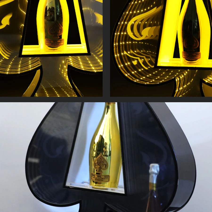 3D Бесконечный зеркальный туннель, Светодиодная подставка для бутылок, Акриловый Глорификатор для шампанского, Вина, Глорификатор для бутылок со светодиодной подсветкой 4