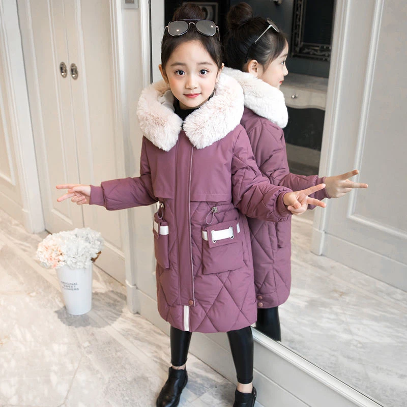 2023 новая брендовая детская куртка для девочек, толстое длинное зимнее теплое пальто, Модная парка, Верхняя одежда с капюшоном, одежда для детей, одежда для девочек 3