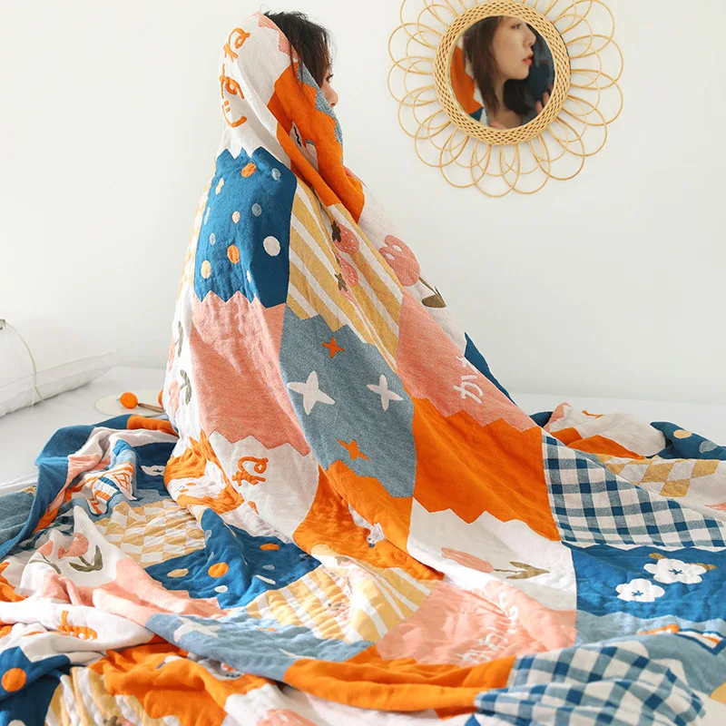 Хлопчатобумажные одеяла в скандинавском стиле для кроватей, Спальня, Синее Большое Мягкое Покрывало с геометрией Бохо, Покрывало для дивана, Одеяло для двуспальной кровати 4