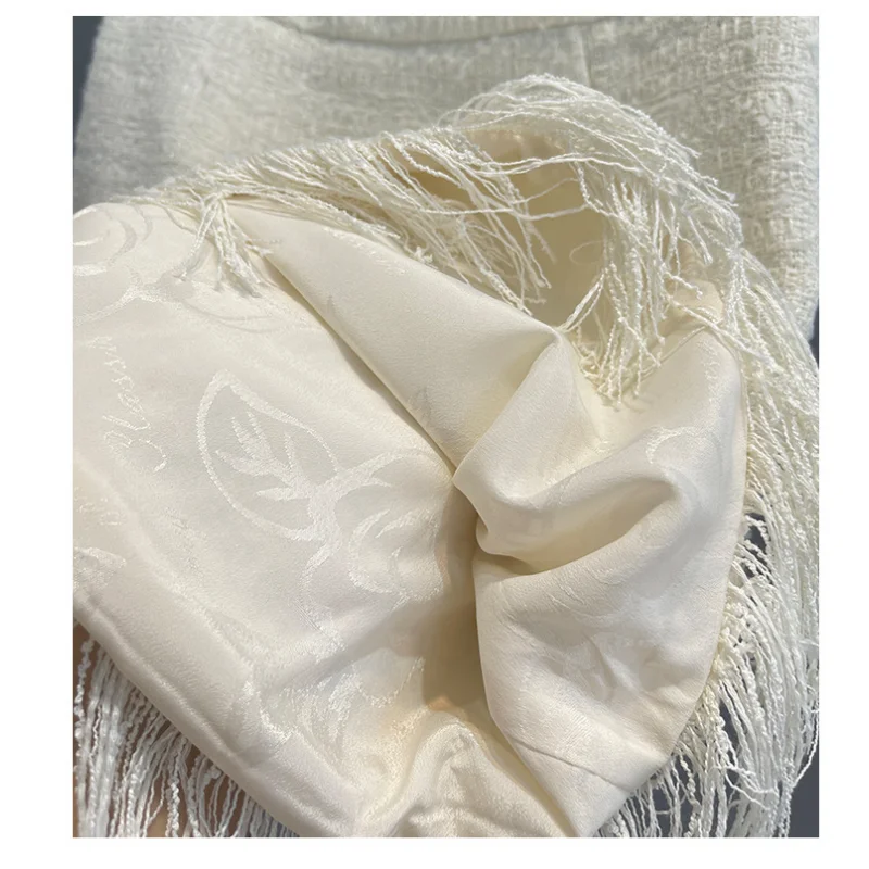 Осенне-Зимний Французский Элегантный V-образный вырез с Длинным рукавом, Белое Пальто с кисточками + Короткая юбка, Твидовый костюм Высокого Качества, Женский наряд из двух предметов 5
