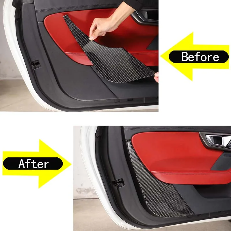 Наклейки для внутренней отделки дверной панели автомобиля из мягкого углеродного волокна Для Jaguar F-TYPE 2013-2022 Аксессуары для интерьера Авто 1